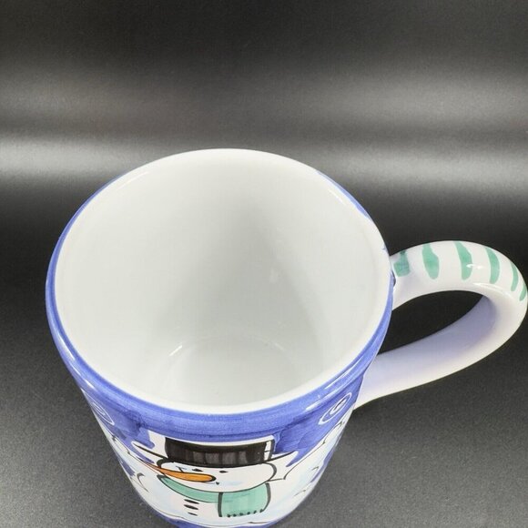 Deruta Italian Pottery Coffee Mug Cup Christmas Holiday Snowman Italy Handmade - Picture 10 of 13